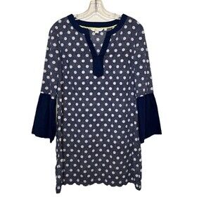 Boden Josie Tunic Top Coverup Polka Dot V-neck Vacation Women Medium Cotton Boho